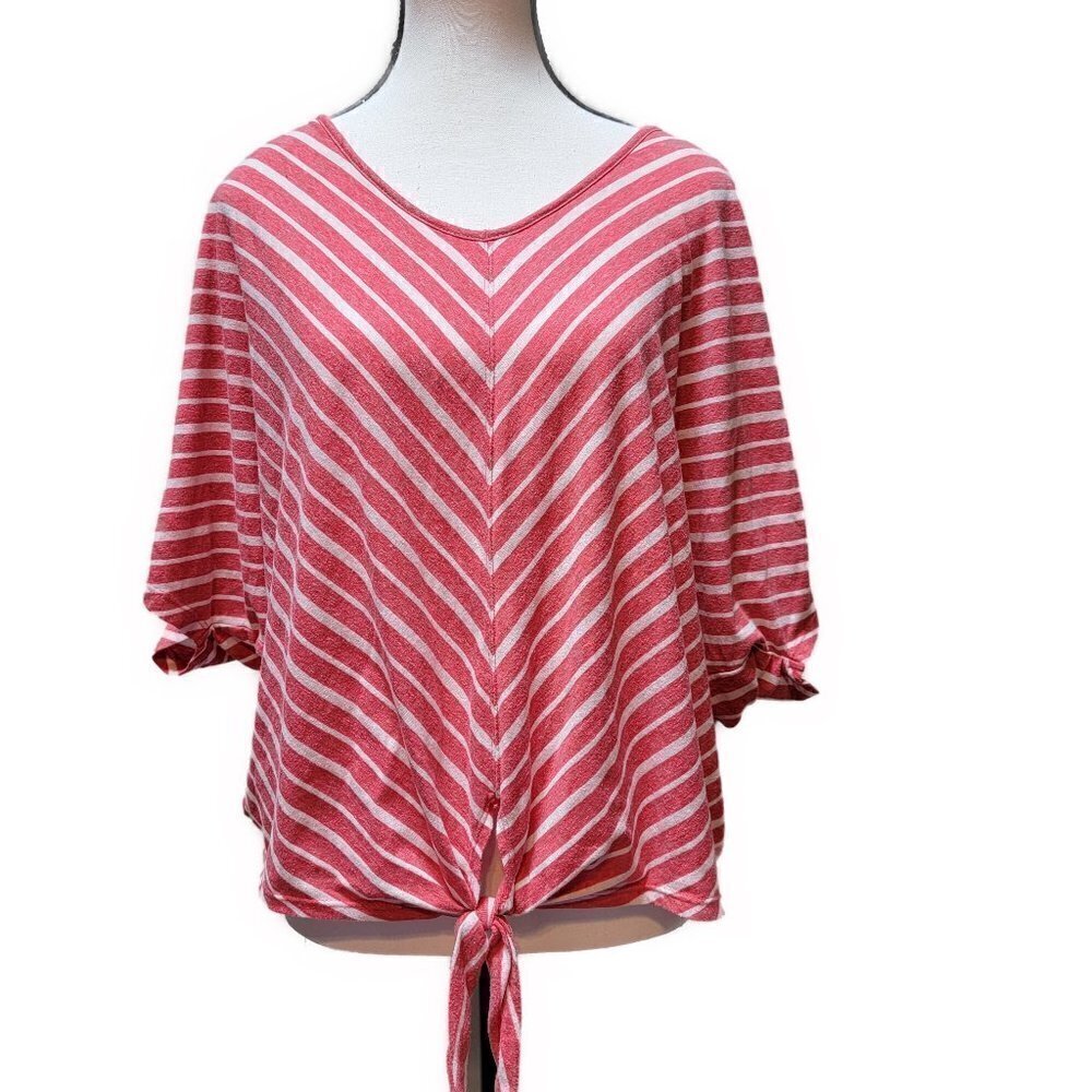 Democracy Coral Striped font tie top - size Large